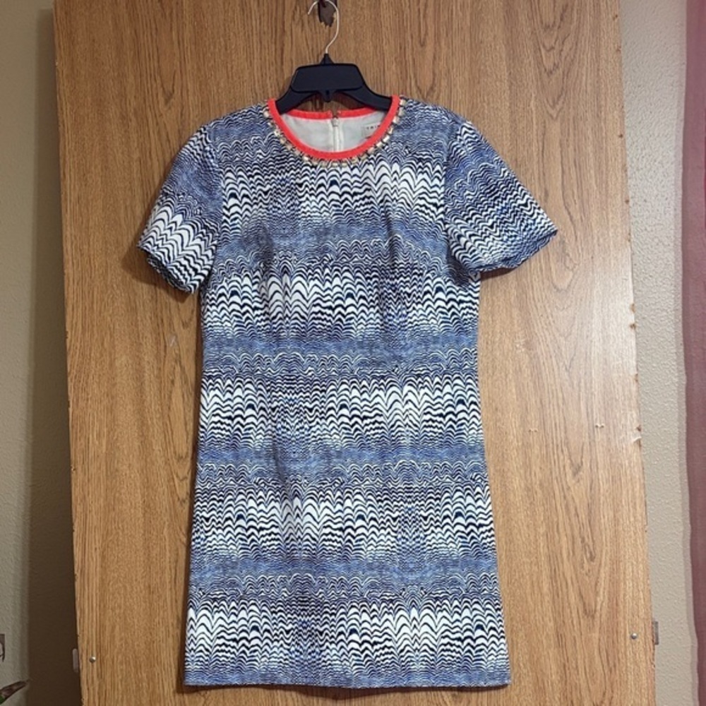 Trina Turk Vibrant Dress with Coral and Blue Accents